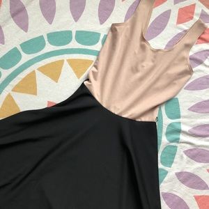 Boohoo Sally Contrast Skater Dress Tan